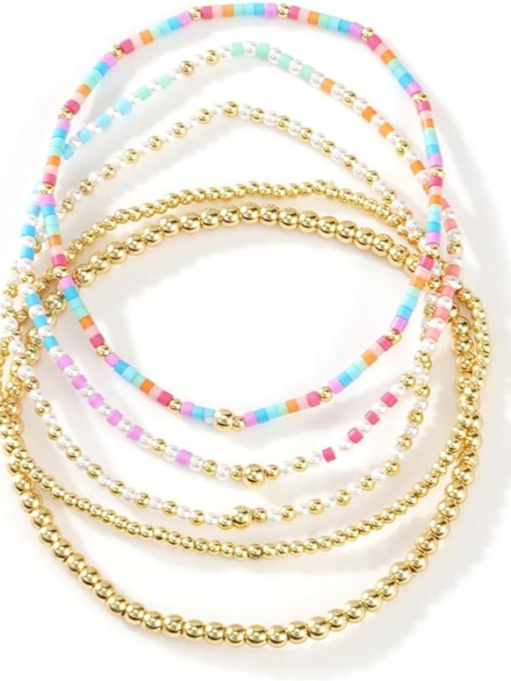 Elegant Gold Beaded Stackable Bracelets for Women - Perfect Gift Idea